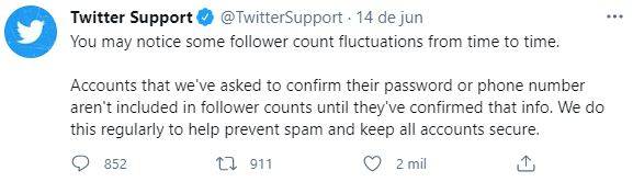 Esclarecimento do Twitter Esclarecimento do Twitter
