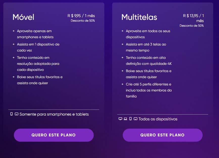 Tabela de preços HBO Max