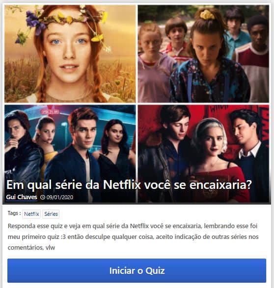 Exemplo de Quiz da Netflix Exemplo de Quiz da Netflix